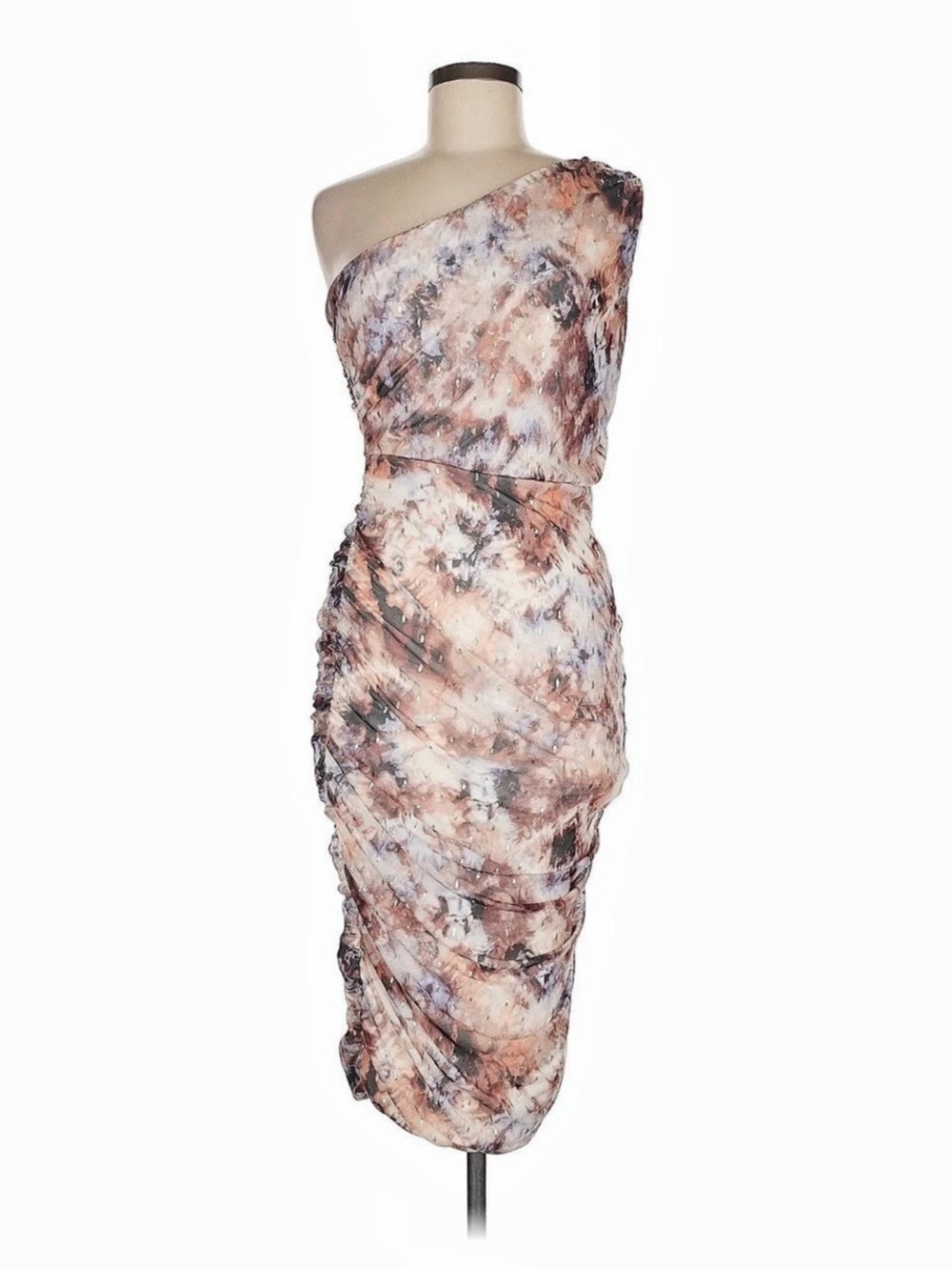 Love X Design Abstract Ruched Midi Dress in Pink & Blue Size Medium Like A